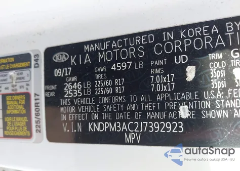 2018 Kia Sportage Lx z USA, uszkodzony, nr VIN KNDPM3AC2J7392923